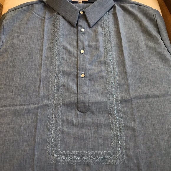 SALE❣️Light charcoal Gray Hugo Polo Barong Tagalog with embroidery - Picture 6 of 6